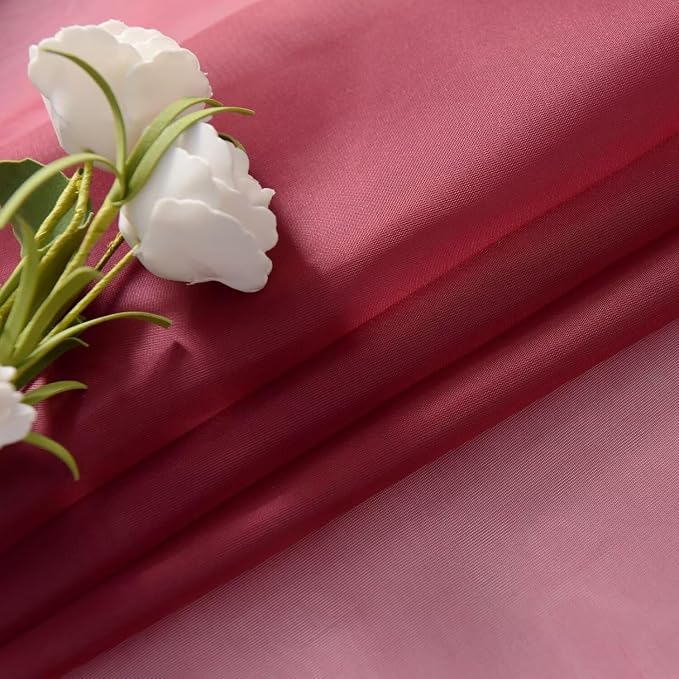 SpaceDresser Burgundy Sheer Curtains 4 Panels Rod Pocket Semi-Sheer Curtain 90 - Image 6