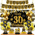 Mxdfafa 39Pcs Black Gold Glitter 30th Birthday Decorations Kit, 30th Bday Party by Mxdfafa