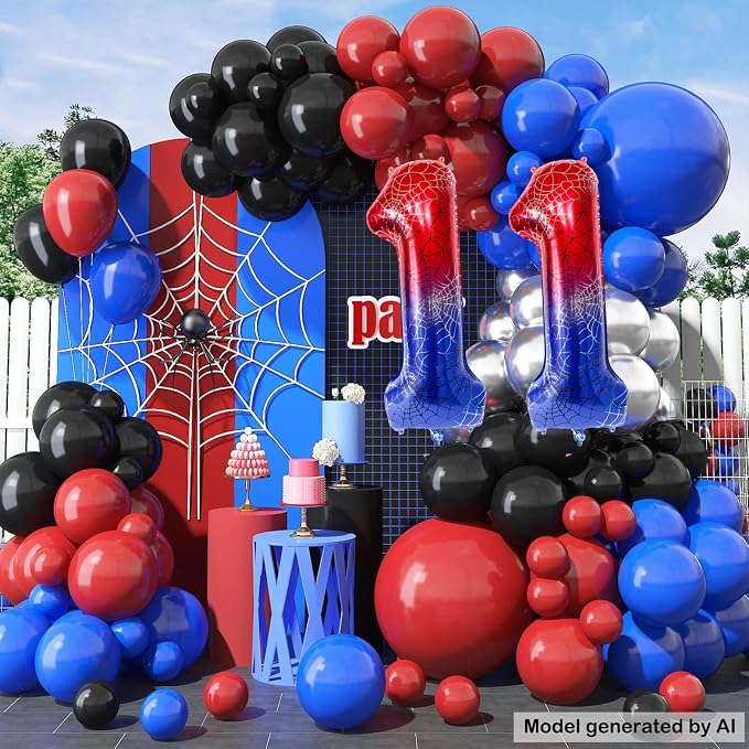40 Inch Spider Theme Number Foil Balloons, Large Number 11 Balloons - Image 6