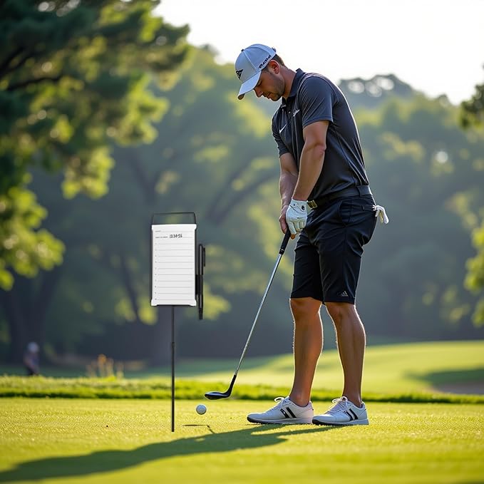 Golf Metal Proximity Marker, Closest to The Pin Marker Set- Includes Golf Course Fairway Distance Markers, Pens and Cards Perfect for Sports & Outdoors Golf Tournament Signs（4 Pack）