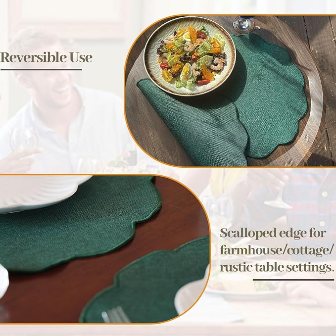 AHHFSMEI Round Faux Linen Placemats Set of 4 Heat Resistant Non-Slip Stain - Image 6