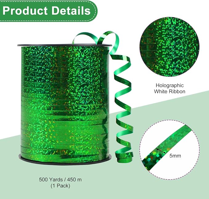 500 Yards Green Curling Ribbon， Metallic Shiny Curling Ribbon use - Image 2