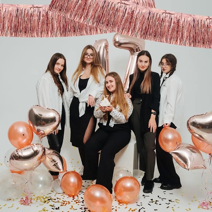 BEISHIDA Laser Rose Gold Fringe Garland Banner Wall Tinsel Foil Streamers | - Image 5