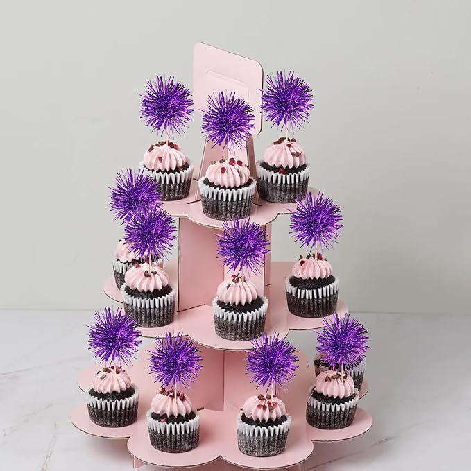 40 PCS Foil Firework Cupcake Toppers Fireworks Cupcake Picks Sparkle Tinsel - Image 7