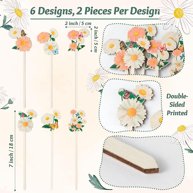 TICIAGA Daisy Flower with Butterfly Decorative Picks - Image 2