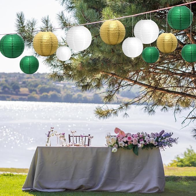 21Pcs Green Paper Lanterns, 4-10in Hanging Decor, St. Patrick's Day Party | - Image 6