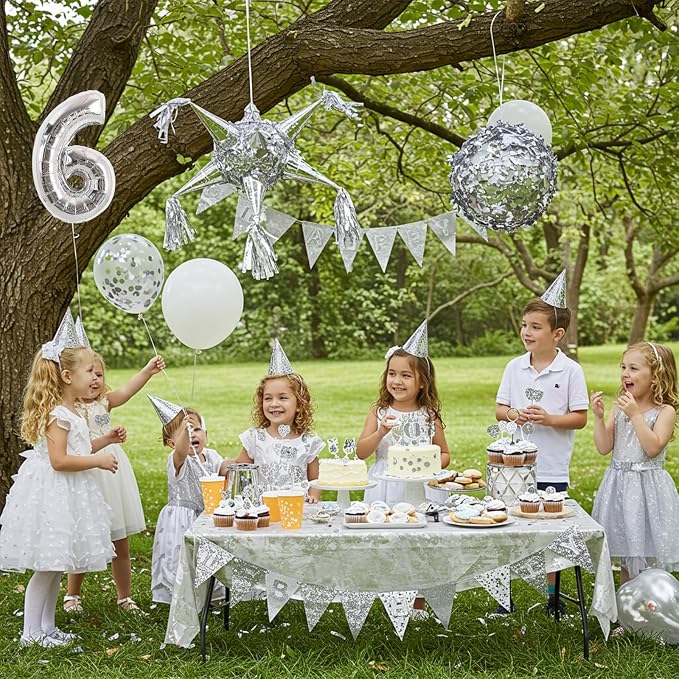 TONIFUL 16 Inch 10 Pcs Fat Silver 0-9 Birthday Number Balloons | Small Custom - Image 6