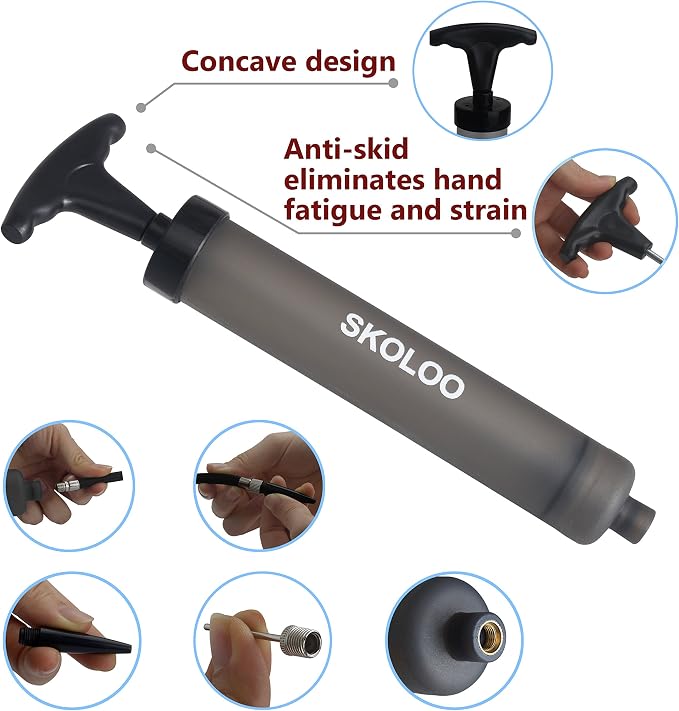 SKOLOO 10" Portable Hand Air Ball Pump Inflator Kit - Image 2