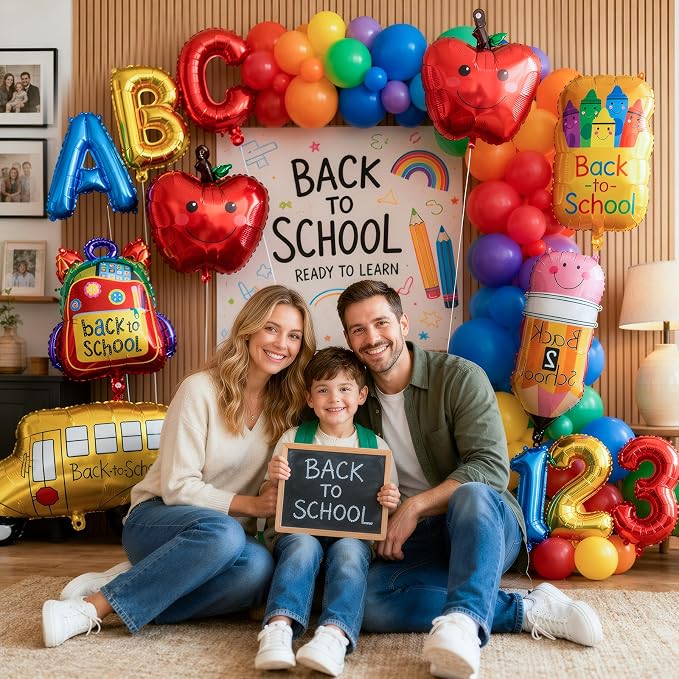 Back to School Balloons 12pcs Welcome School Bus Balloon Colorful Schoolbag - Image 7