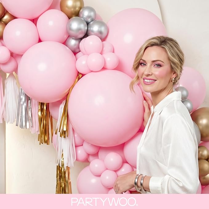 PartyWoo Light Pink Balloons 127pcs Pastel Pale Baby Pink Color | 36 18 12 10 5 - Image 9