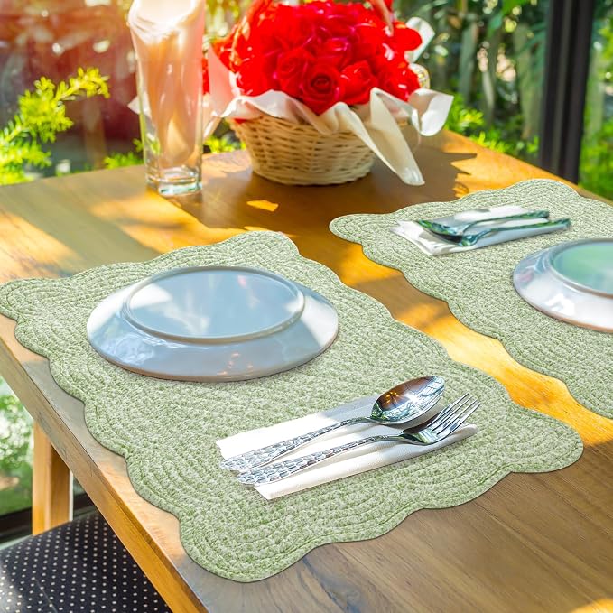 HOMBYS Quilted Placemats Set of 6 Washable-13x18 inches Rectangular Placemats - Image 7