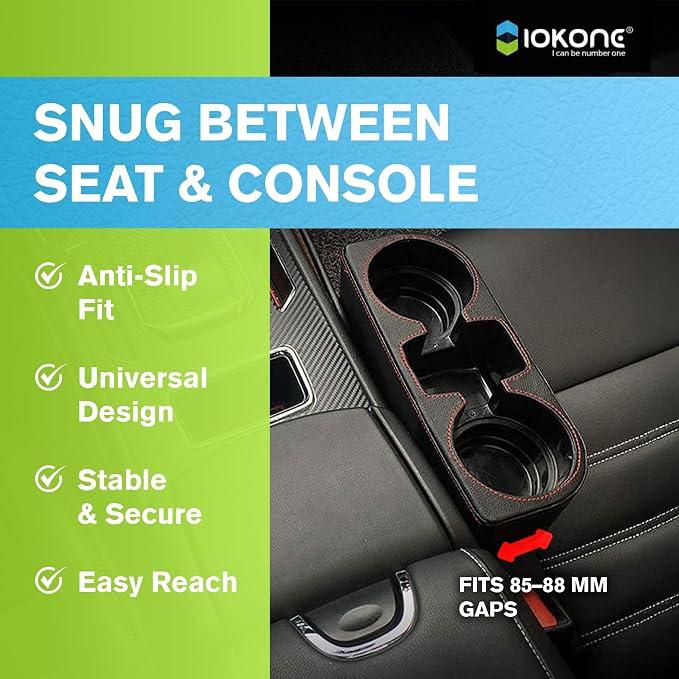 Car Cup Holder, PU Leather, Car Seat Gap Filler Organizer, Front Seat Organizer - Image 3