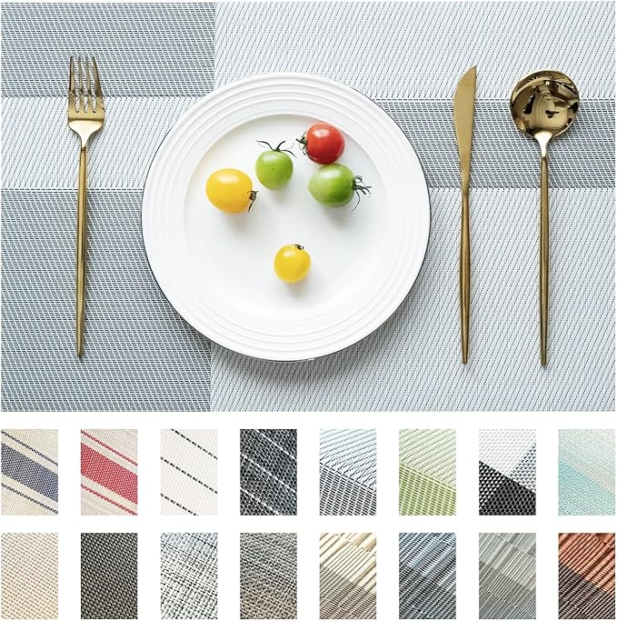 Placemats Set of 8 Vinyl/Plastic Woven Place Mats by Unknown