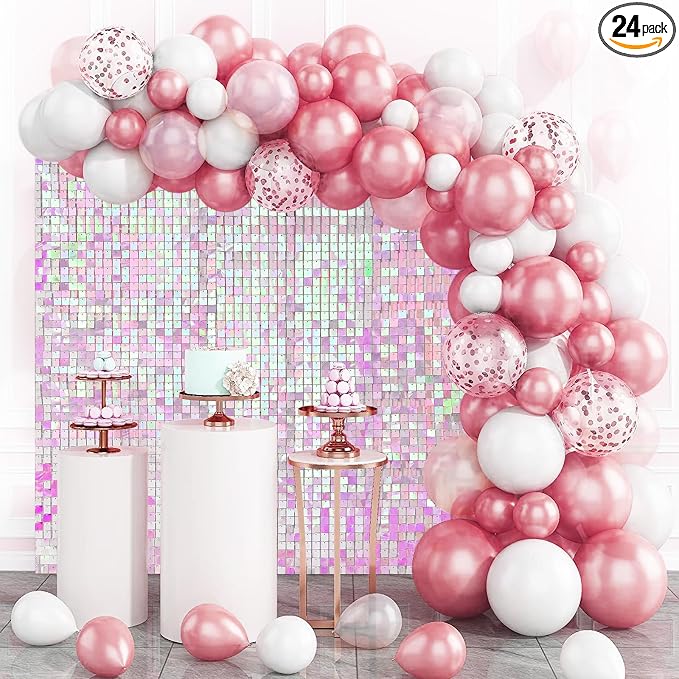 4x6 FT Iridescent Pink Shimmer Wall Backdrop, Glitter Bling Photo Backdrop by Unknown