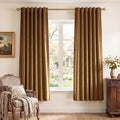Gold Brown Velvet Curtains for Living Room Boho, W52 x L72, 2 Panels | 300GSM by StangH