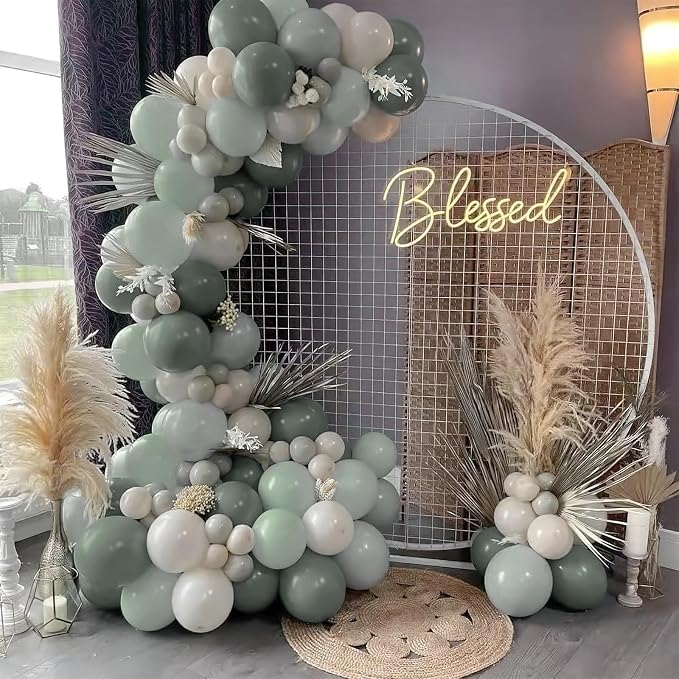 PartyWoo Dusty Green Balloons 50pcs Sage Olive Eucalyptus Green Boho Color | 12 - Image 6