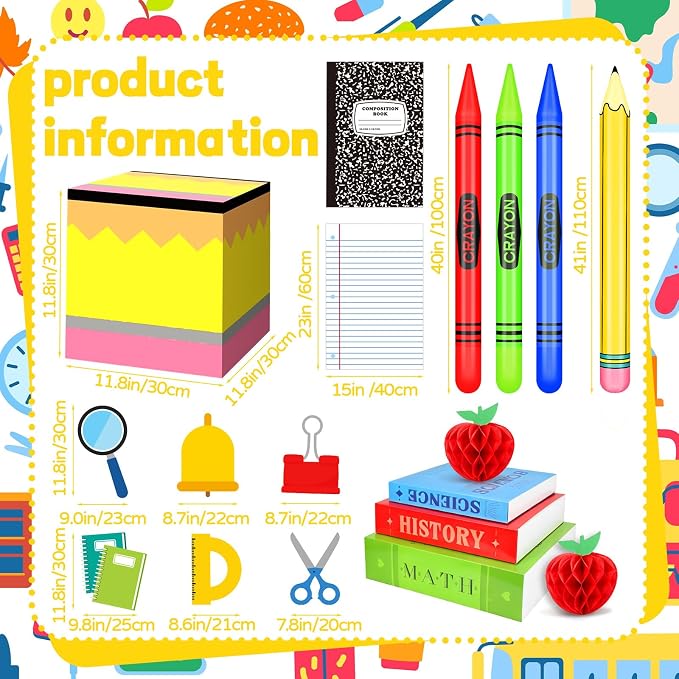 22 Pcs Back to School Balloons Box Sets Include Balloons Box Desktop Ornaments - Image 2