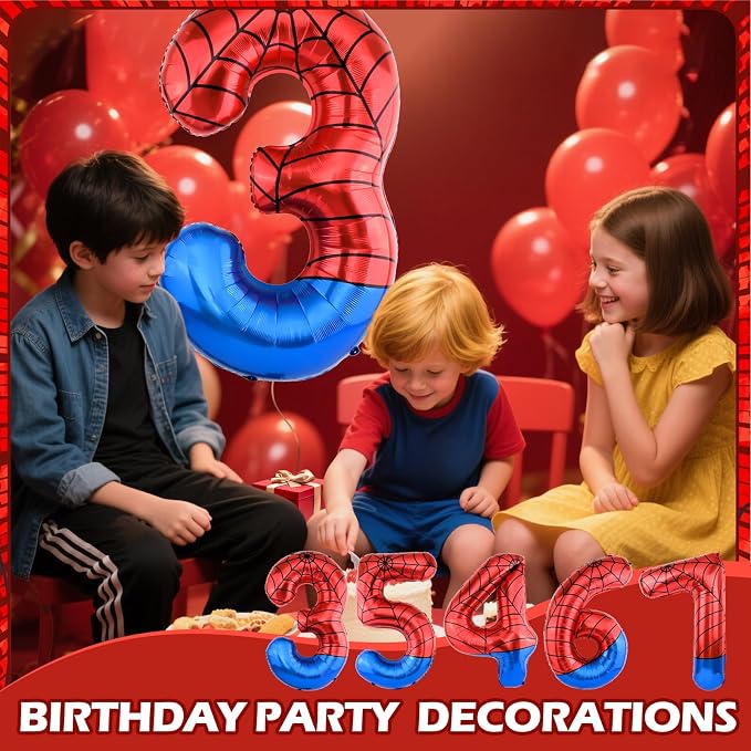40 Inch Vibrant Spider-Themed Number Foil Balloons - Image 6