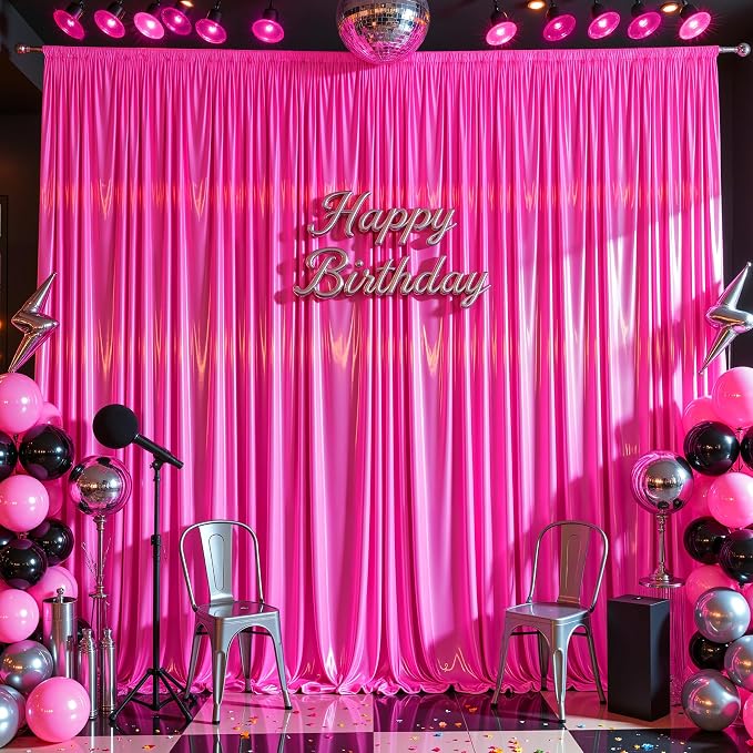30x10ft Hot Pink Glitter Backdrop Curtain - Image 8