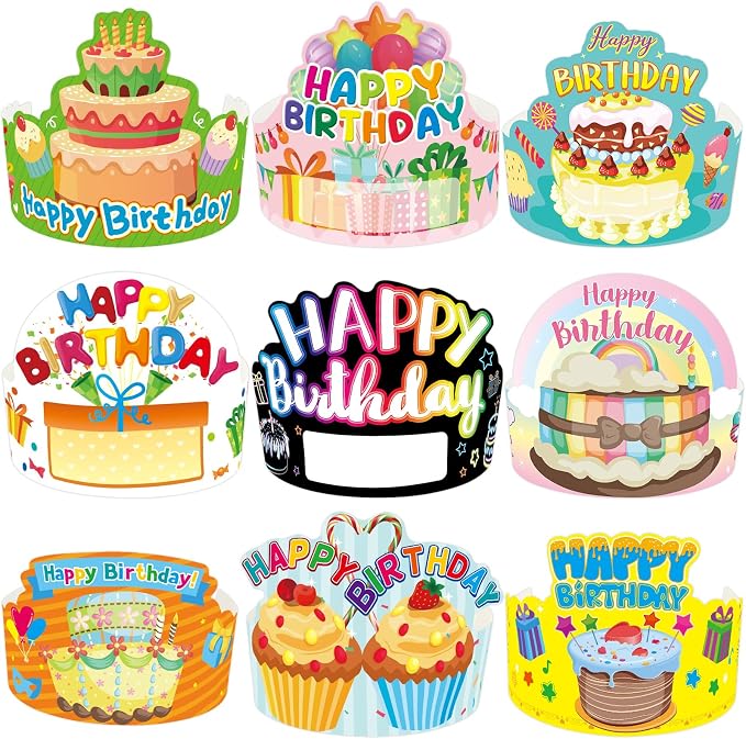 ceiba tree Birthday Crowns for Kids Classroom 36Pcs School Family Colorful by ceibatree