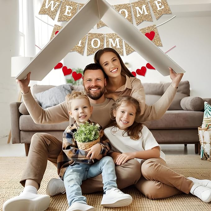 Glitter Gold Welcome Home Banner, Fully Assembled, 8 ft Strand | Ready to Hang - Image 7