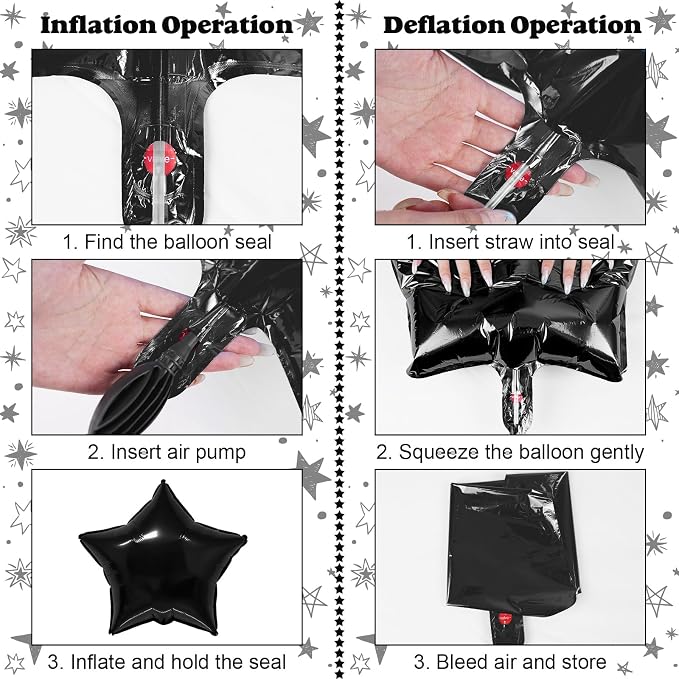 14pcs Black Gold Star Balloons, Mixed Star Foil Balloon, 22Inch Explosion Stars - Image 7
