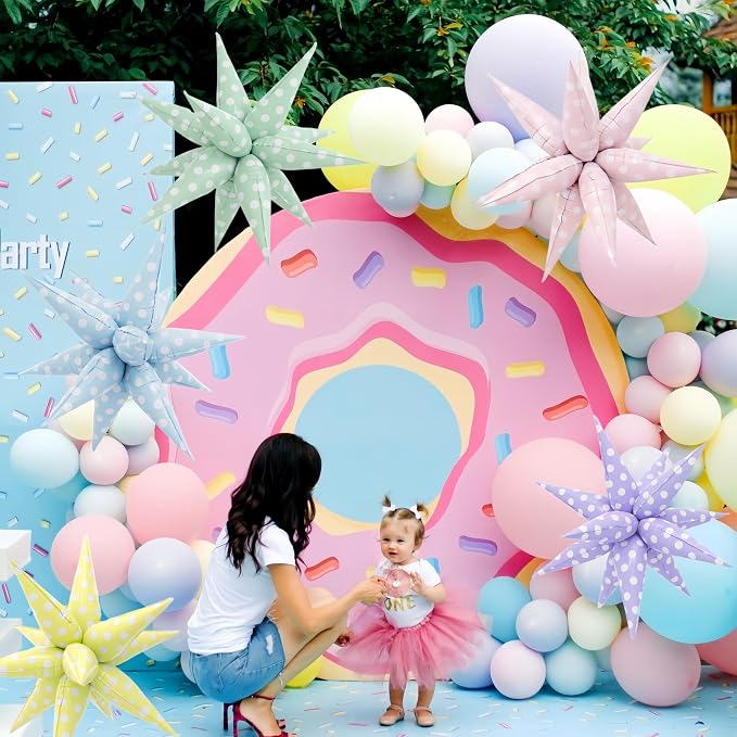 2Pcs Blue Macaron Polka Dot Explosion Pointed Star Foil Balloons/Candy Color - Image 5
