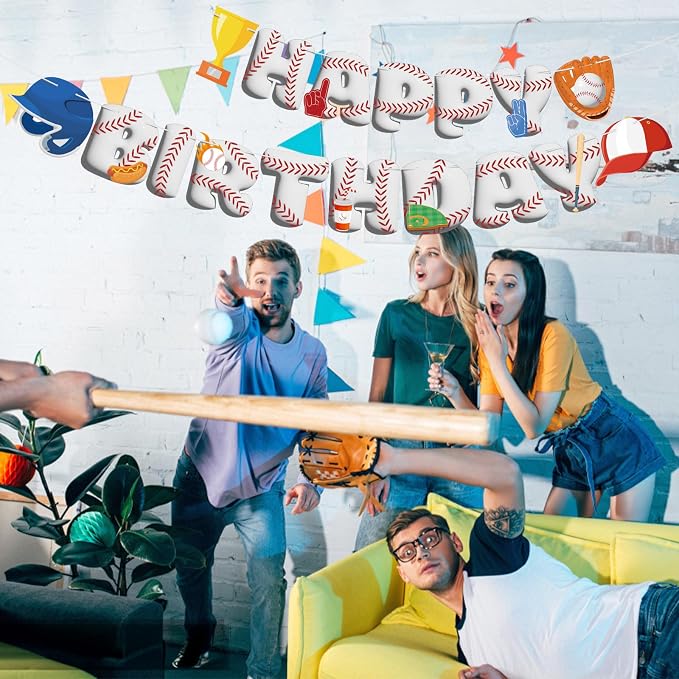 Baseball Birthday Decorations Baseball Happy Birthday Banner Sport Theme - Image 6