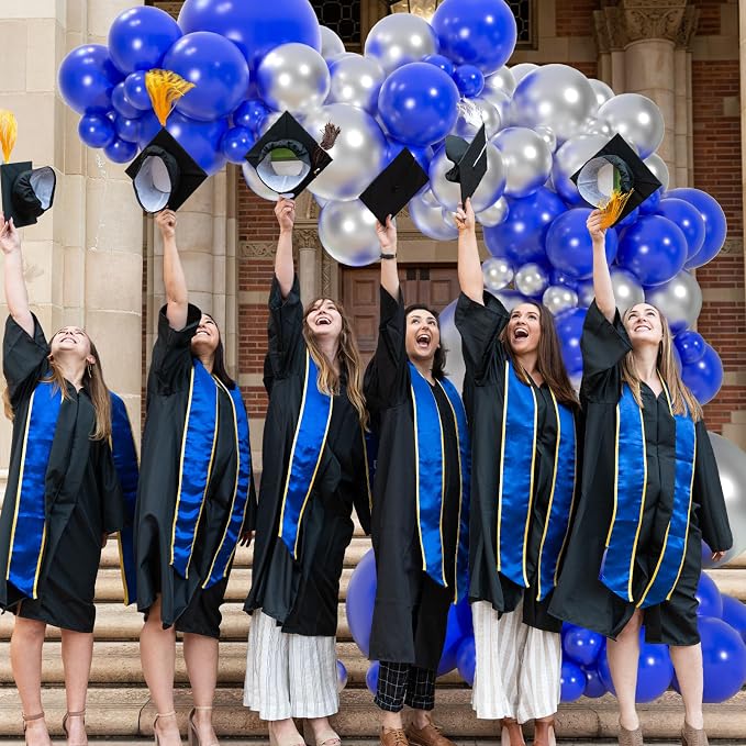 110pcs Royal Blue and Metallic Silver Balloons, 18/12/10/5 Inch Balloons | - Image 4