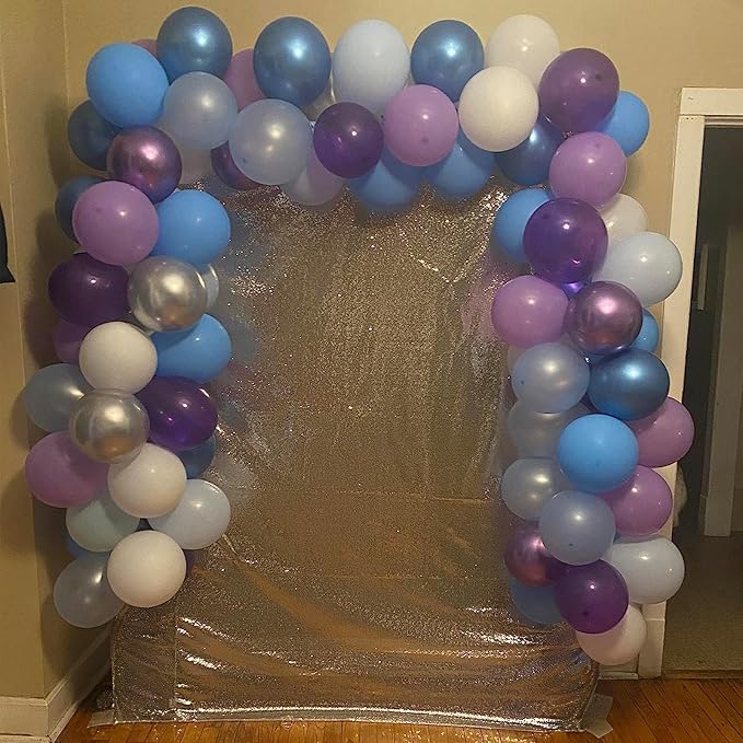 Winter Snowflake Balloons, 60 Packs 12 Inch Metallic Purple Blue White Silver - Image 7