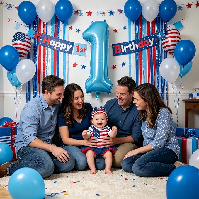 40 Inch Light Blue Number 1 Balloon | 1 Birthday Balloon - Image 7