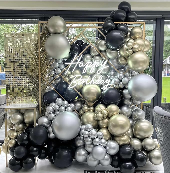 Gold and Silver Balloons 18 Inch 24 Pack Matte Helium Latex Round Balloons - Image 3