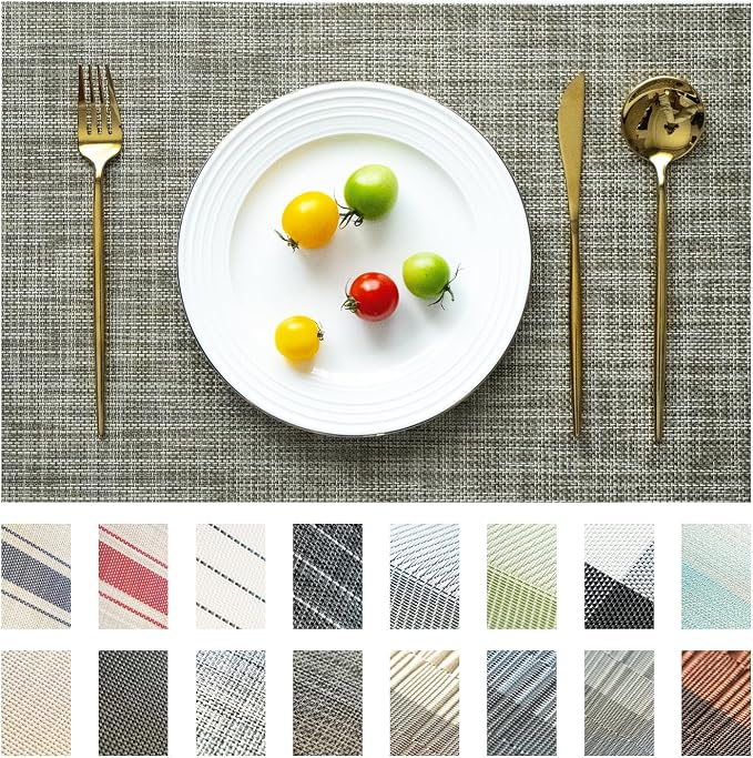 Placemats Set of 4 Vinyl/Plastic Woven Place Mats by Unknown