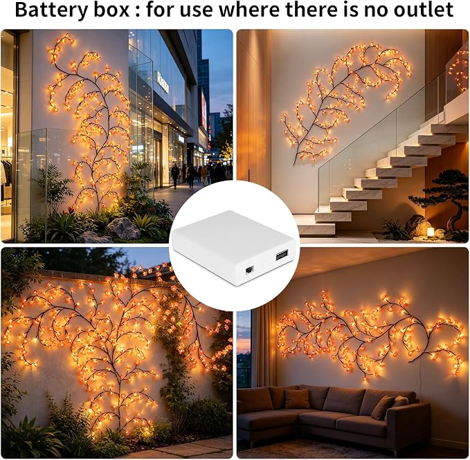 FNHMSL 4FT 48LED Cherry Enchanted Willow Vine Lights - Image 7