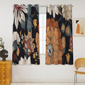 Tyrot Black Boho Floral 100% Blackout Curtains 54 Inch Long 2 Panels Mid by TyrotHomeDecor