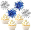 40 PCS Foil Firework Cupcake Toppers Sparkle Tinsel Cupcake Picks Fireworks by ZHUOWEISM