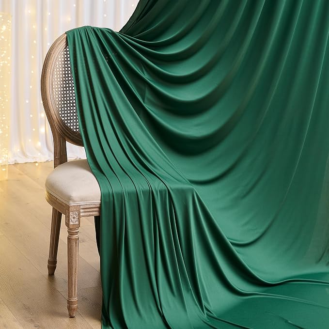 20×14 ft Hunter Green Wrinkle Free Backdrop Curtain, Soft Silky Polyester - Image 6