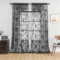 SEEKRIGHT Black Sheer Lace Curtains 96 Inches Long 2 Panels Gothic Floral by SEEKRIGHTHomeDecor