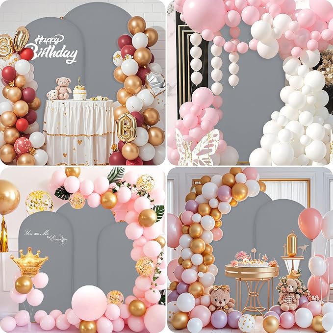 7.2FT Wedding Arch Covers Arch Backdrop Cover Arch Stand Covers Set Arch Cover Spandex Fabric Stretchy Backdrop for Wedding Birthday Party Decoration Baby Shower (Smoky Grey)