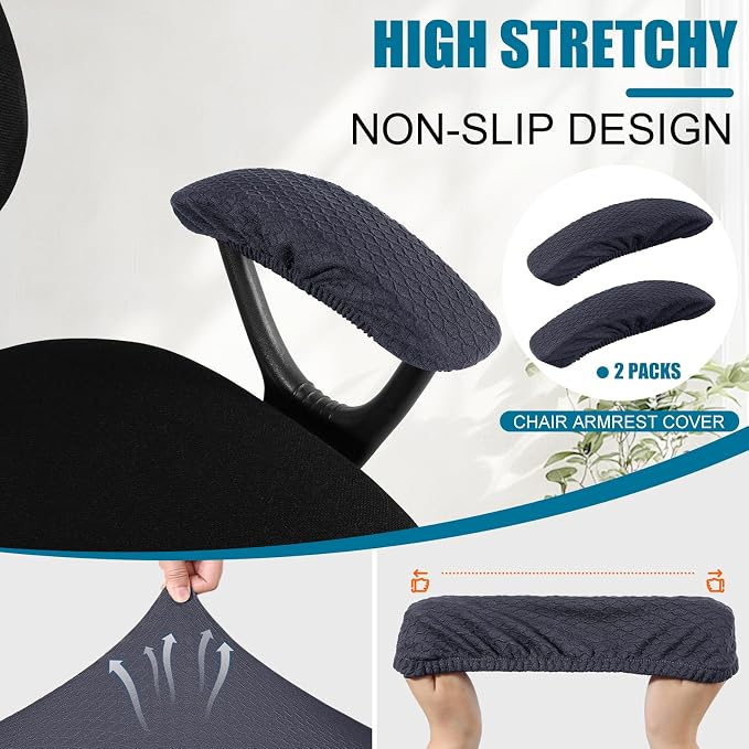 Smiry Office Computer Chair Armrest Covers, Dark Grey - Image 3