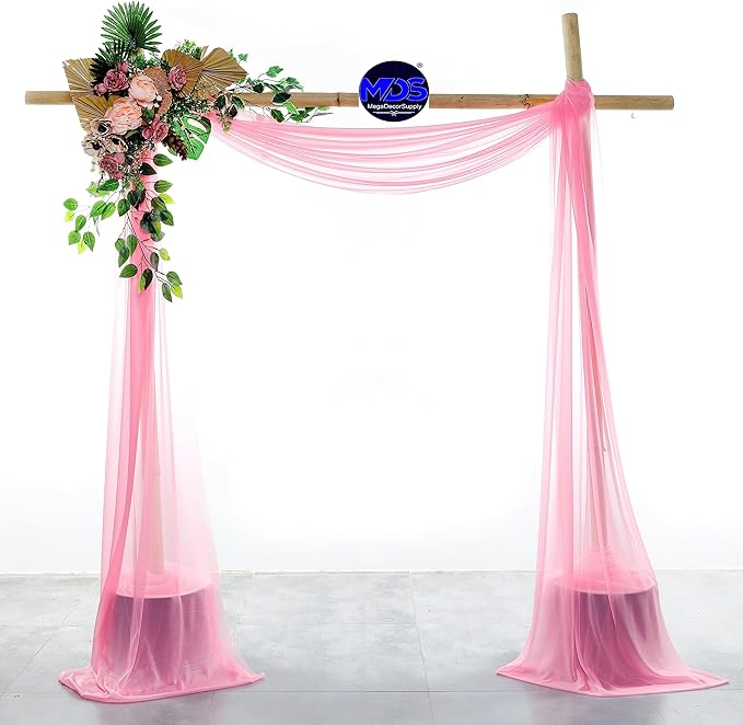 MDS Halloween Chiffon Draping Fabric - 1 Panel, 30" Wide x 20ft Long - Sheer Spooky Arbor & Canopy Drapery for Haunted House Backdrops, Party Ceilings, DIY Costumes & Themed Events - Coral