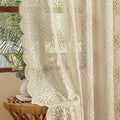 MIULEE Vintage Floral Scalloped Lace Curtains 2 Panels, Semi Sheer Curtains by MIULEE
