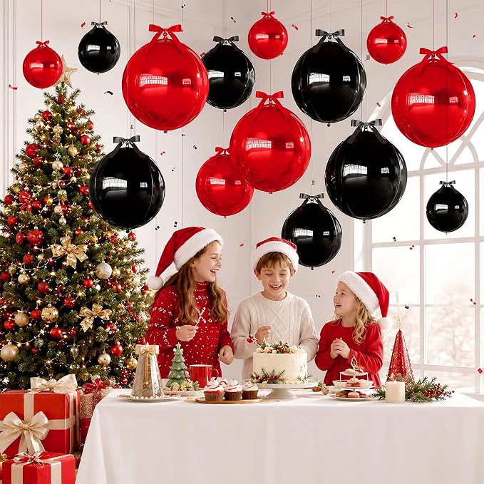 Black Red Round Foil Balloons - Image 6
