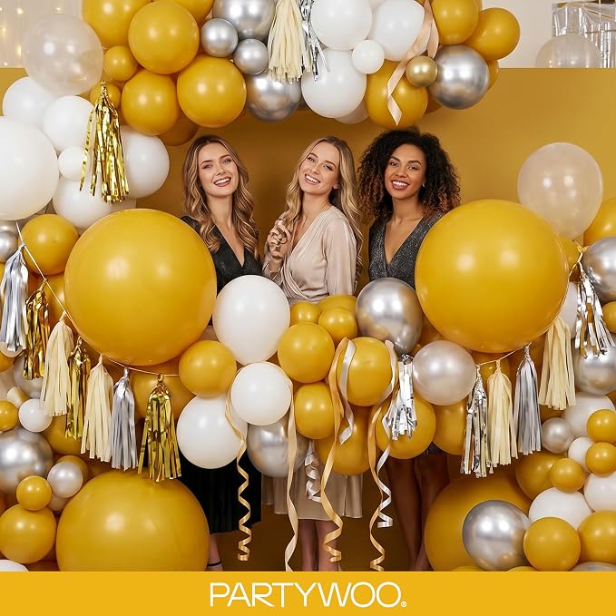 PartyWoo Mustard Yellow fall Balloons 140pcs Different Sizes | 18 12 10 5 Inch - Image 5
