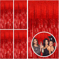 5 Pack Red Streamers Party Backdrop Christmas Decorations Foil Fringe Backdrop by BOMSI