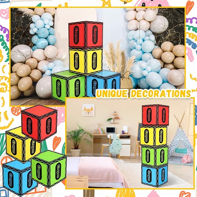 Denylo pro 4 Pcs Back to School Crayon Balloon Box Decoration Large Crayon Boxes - Image 5