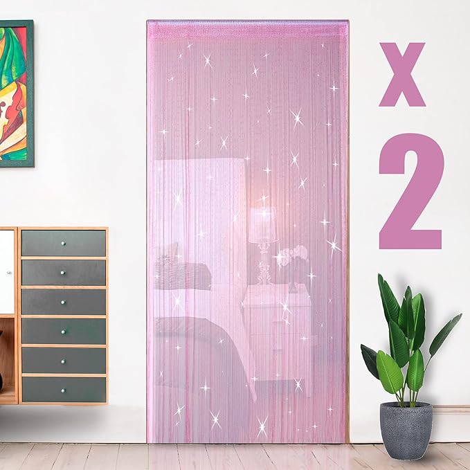 2 Pack 39 x 79 Inch Beaded Curtain String Door Curtains, Hippie Room Decor by Hysenm