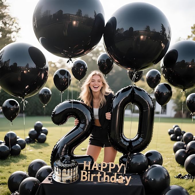 Black Balloons 9pcs 36 Inch Extra Large Big Jumbo Giant Matte Black Latex - Image 4