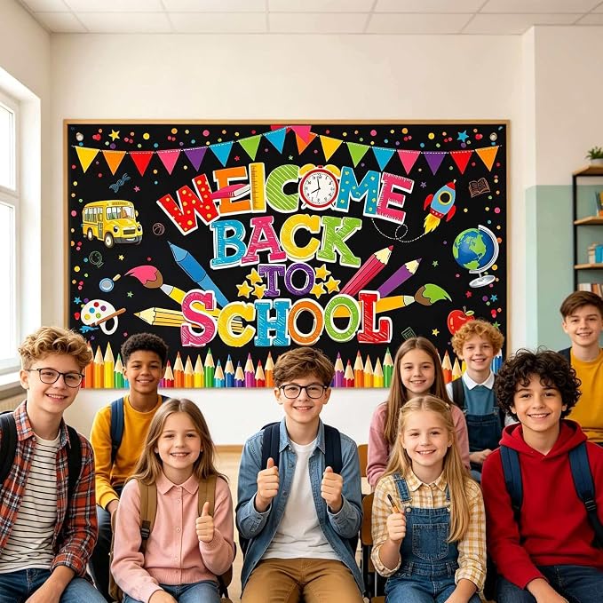 Welcome Back to School Banner Backdrop Photography Background Hanging - Image 4