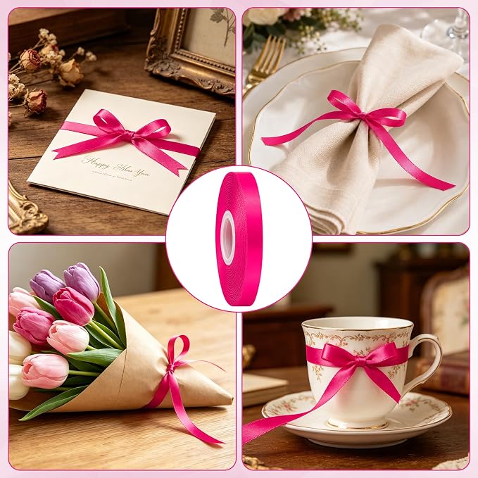 3/8In 30Yards Rose Red Thin Ribbon - Image 4